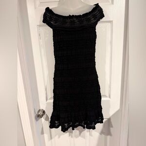 Max Studio Black Ruffled Midi Dress